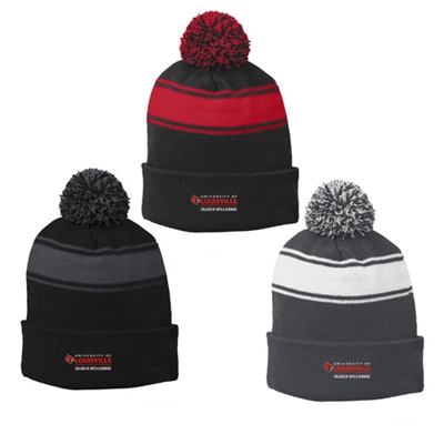 UofL College of Arts & Sciences Gear - AS216<br>Stripe Pom Pom Beanie